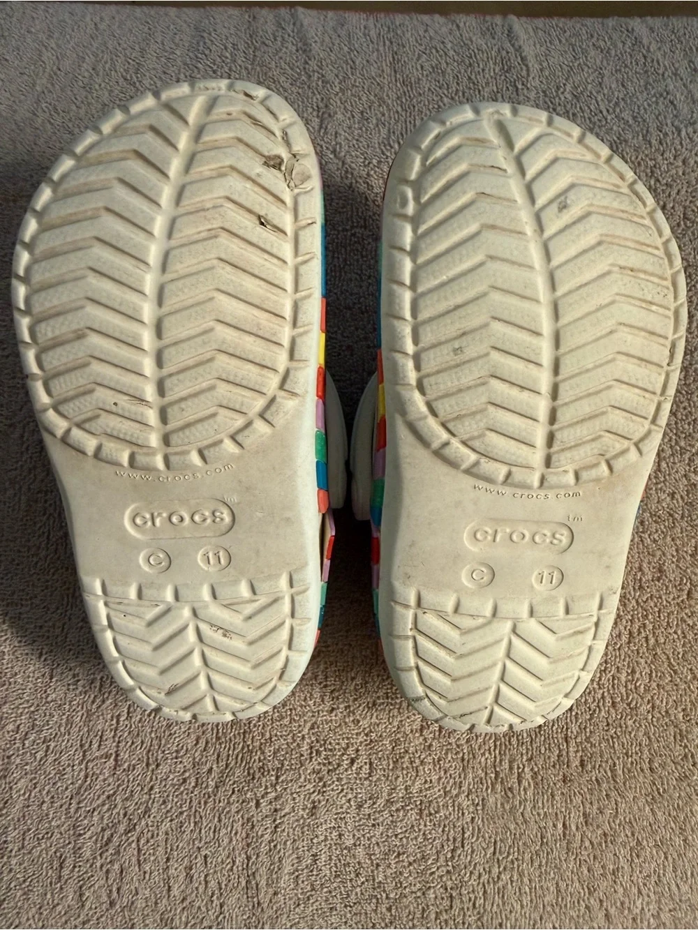 CROCS Kids White Clogs with Multicolor Sides